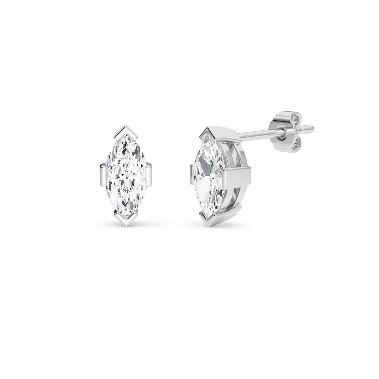 Four Prong Marquise Diamond Stud Earrings - DYOE11