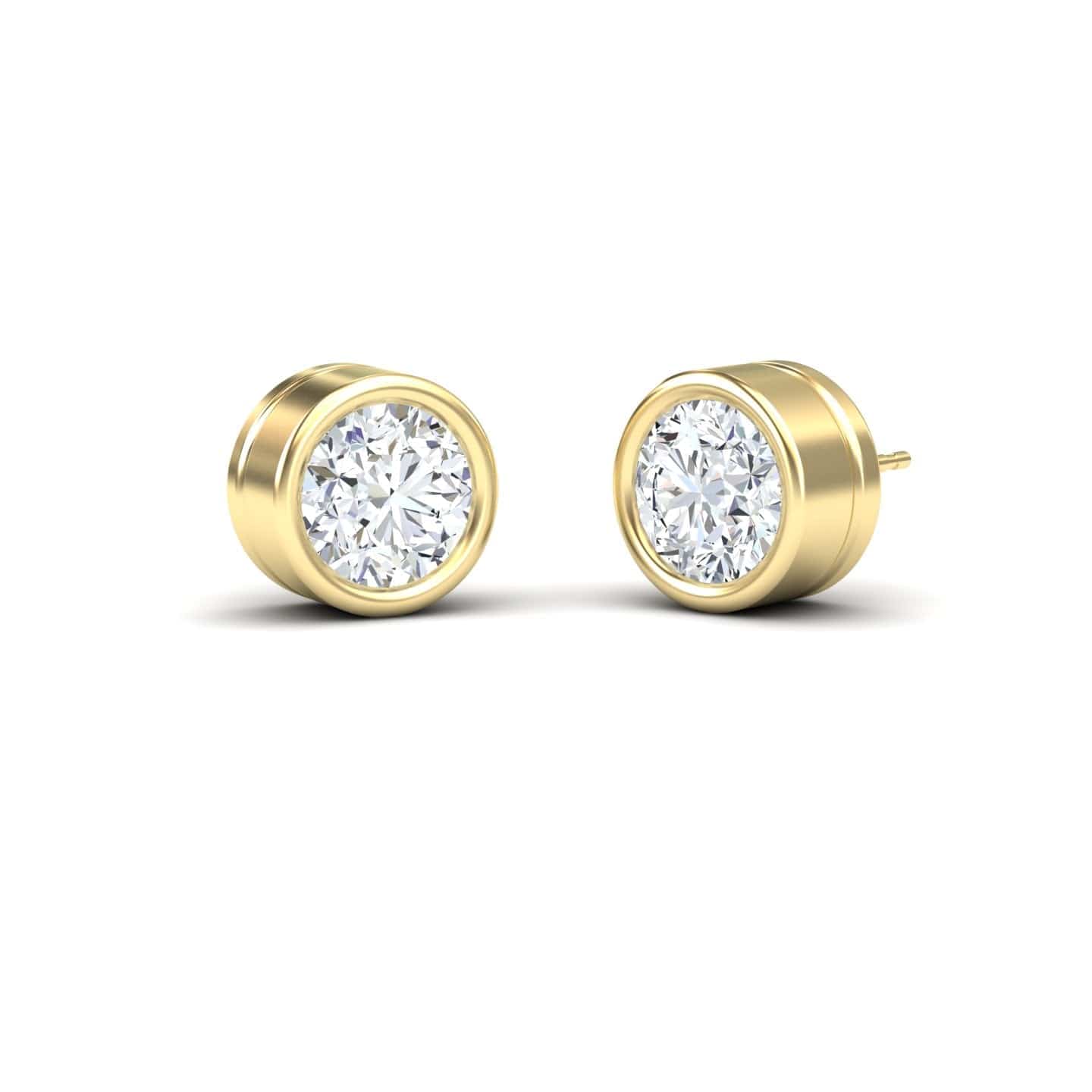 White Diamond 9.9mm Classic Bezel Set Stud Earrings - Ishanvi