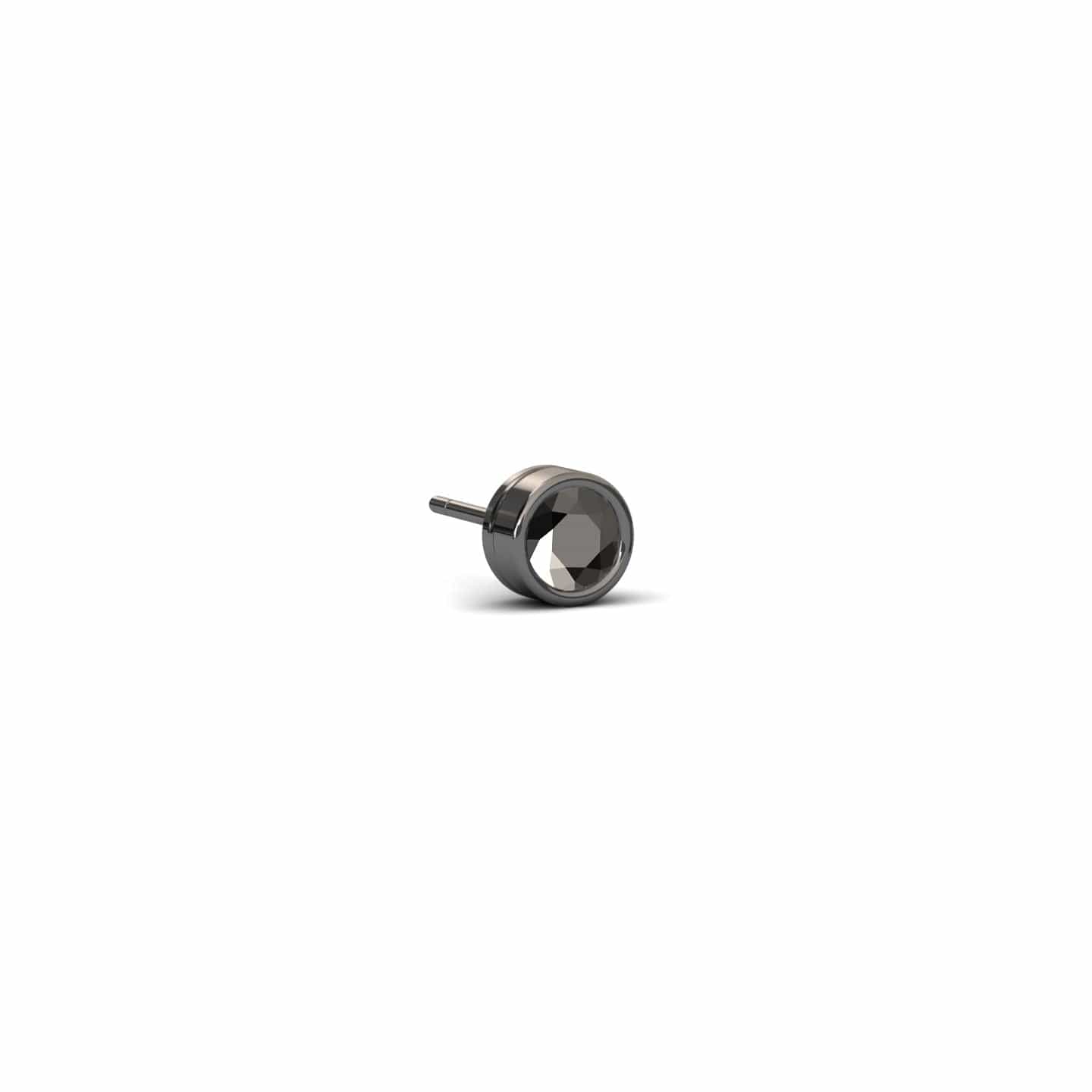 Black Diamond 5.4mm Single Stud Earrings - Bezel Set - Ishanvi