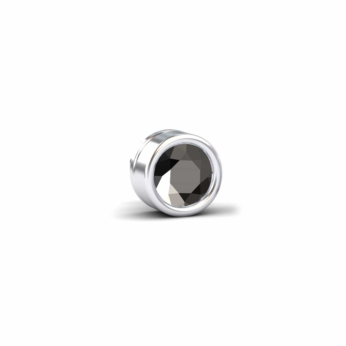 Black Diamond 10.7mm Single Stud Earrings - Bezel Set - Ishanvi