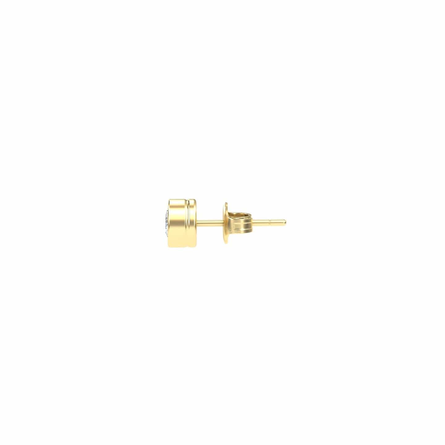 Natural Diamond 5.4mm Earrings - Bezel Set - Ishanvi