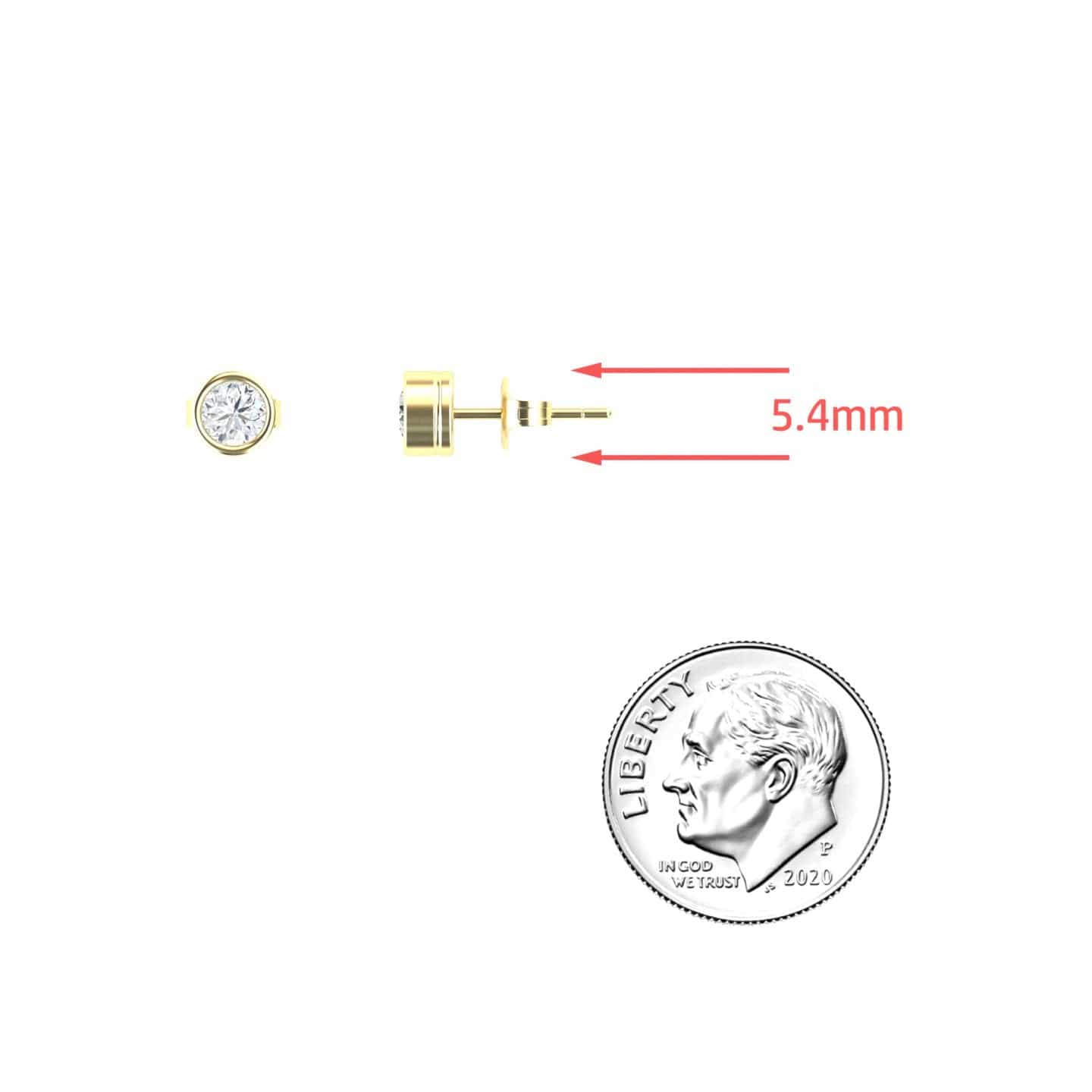 Natural Diamond 5.4mm Earrings - Bezel Set - Ishanvi