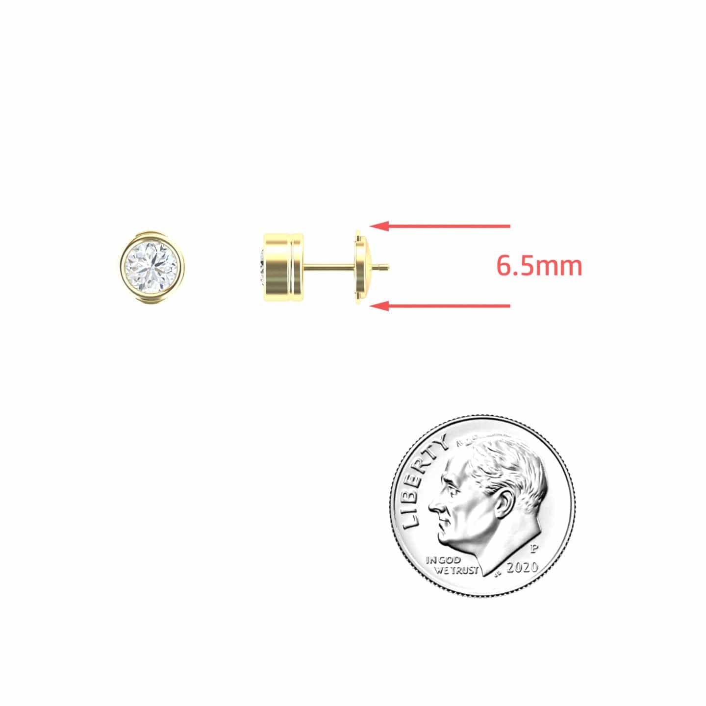 Natural Diamond 6.5mm Earrings - Bezel Set - Ishanvi