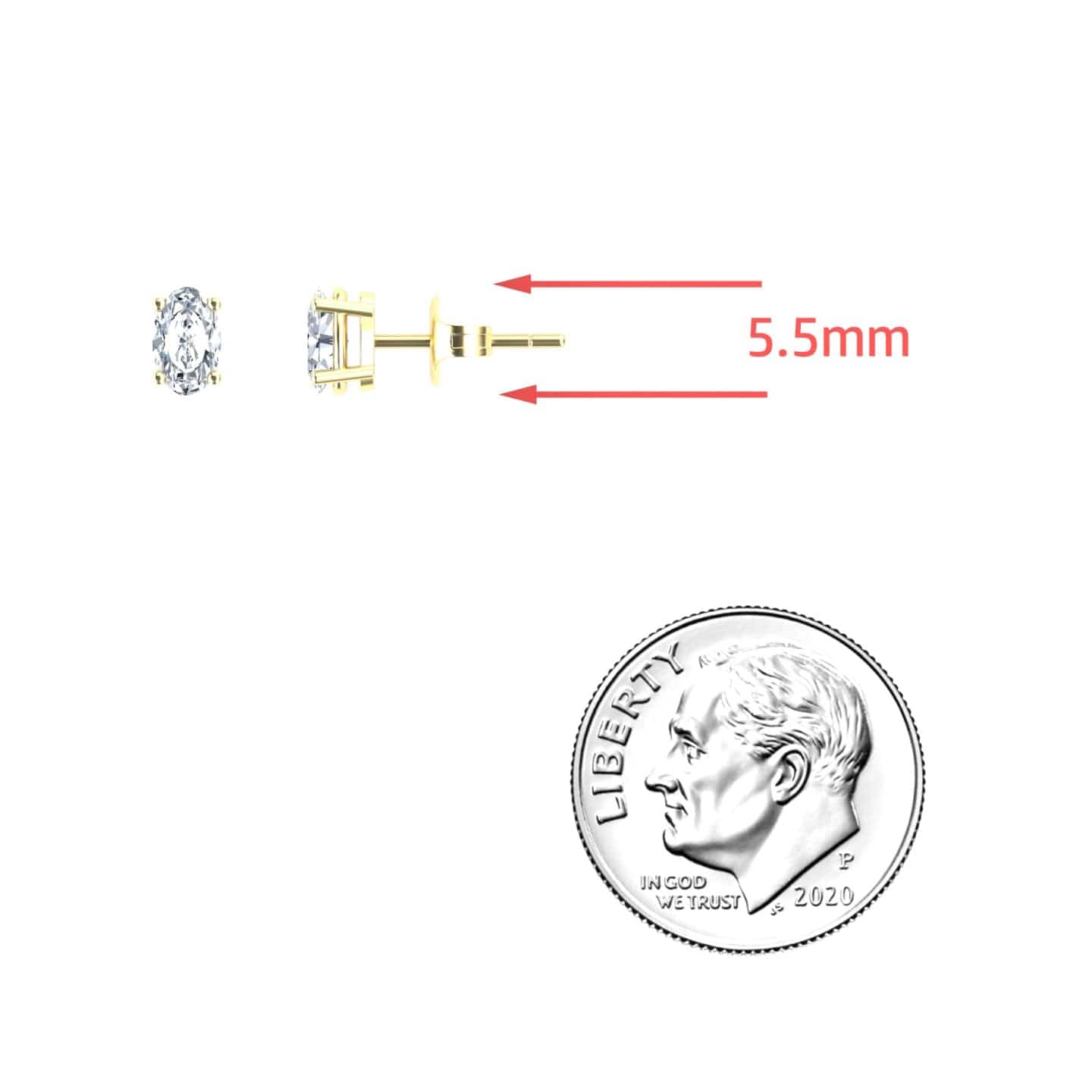 White Diamond 5.5x3.5mm Classic Four-Prong Stud Earrings - Lainey