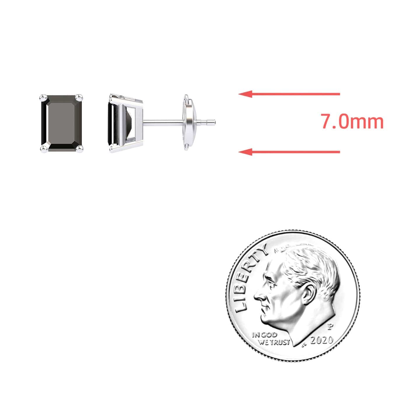 Black Diamond 7x5mm Stud Earrings - Jimena