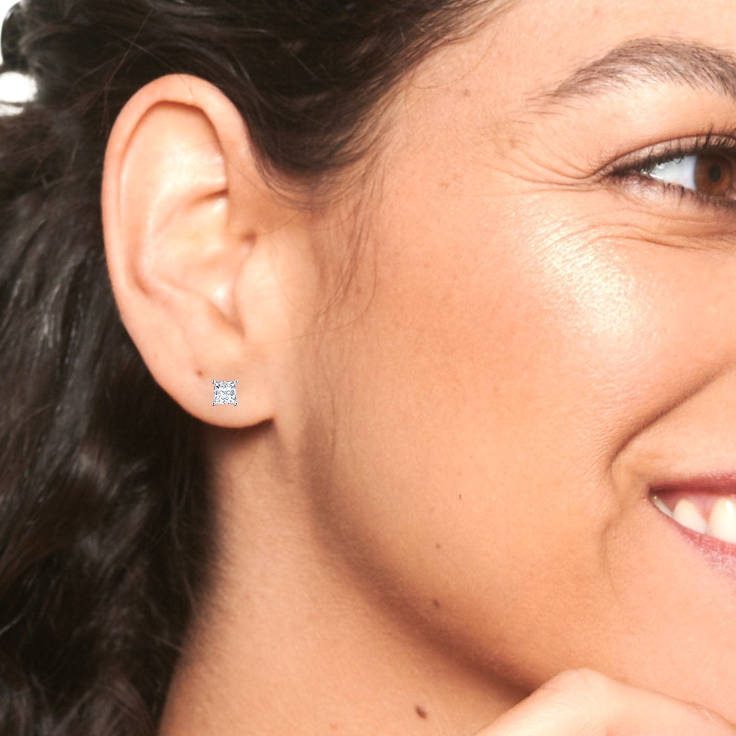 Four-Prong Princess Diamond Stud Earrings - Carina