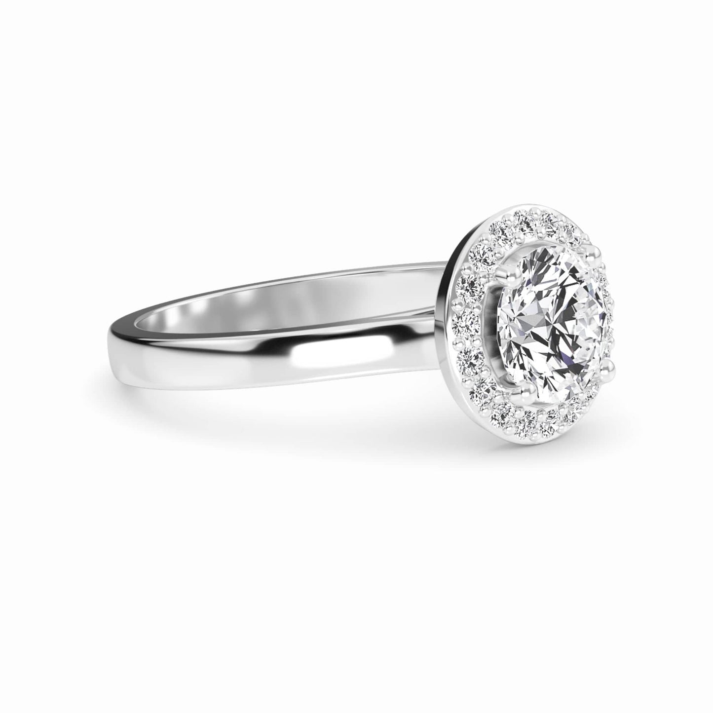 White Diamond Classic Halo Engagement Ring - Harperly
