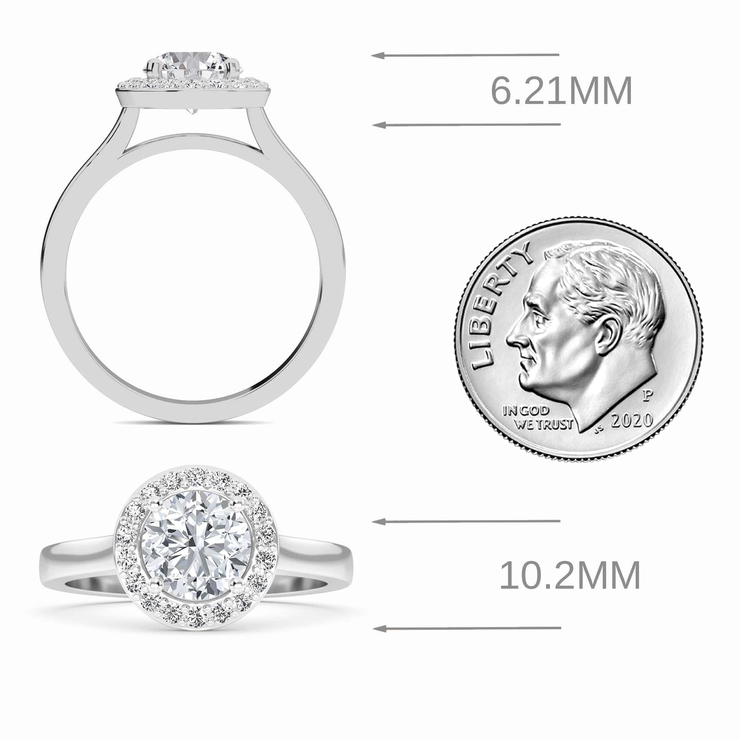 White Diamond Classic Halo Engagement Ring - Harperly