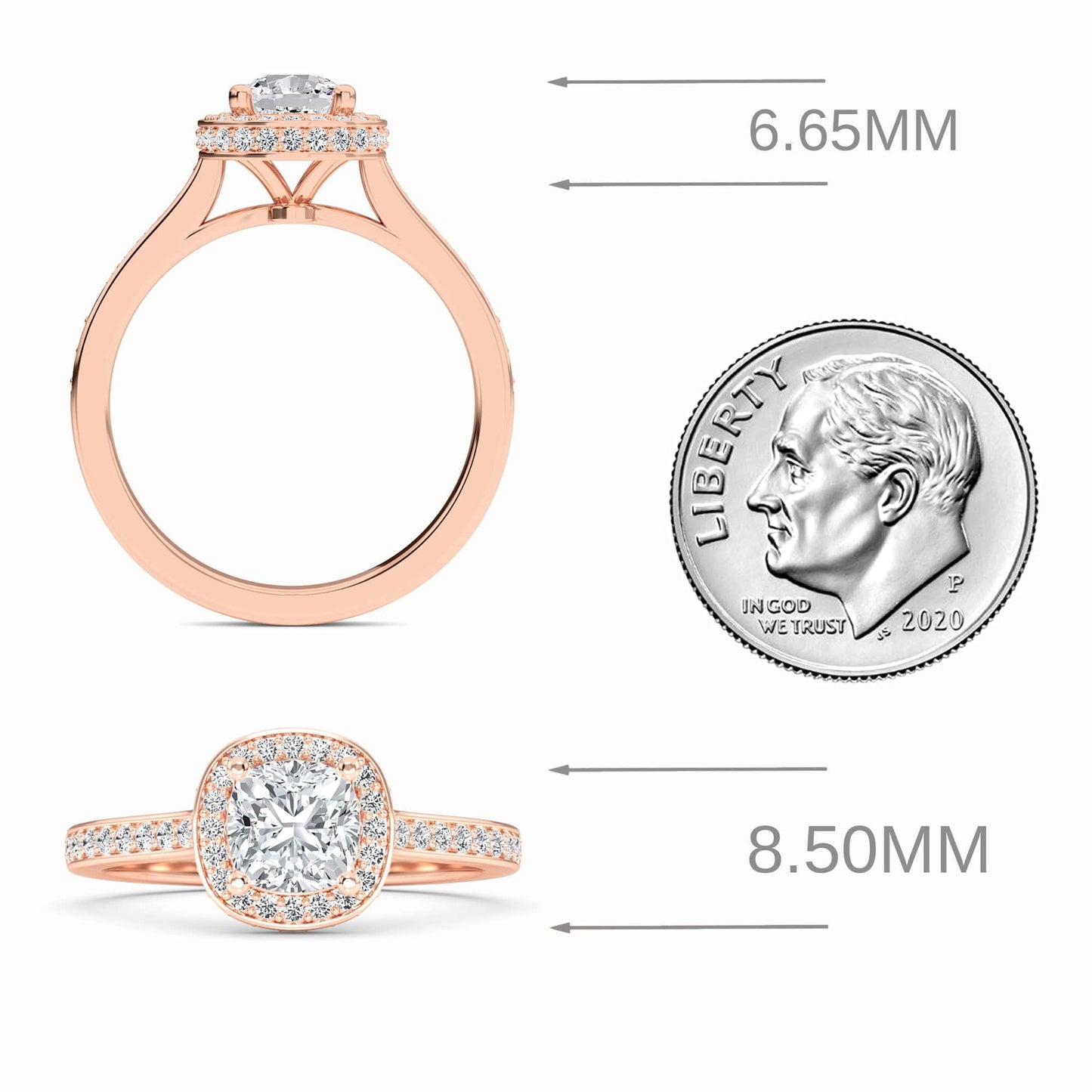 White Diamond Pave Set Classic Halo Engagement Ring - Mallory