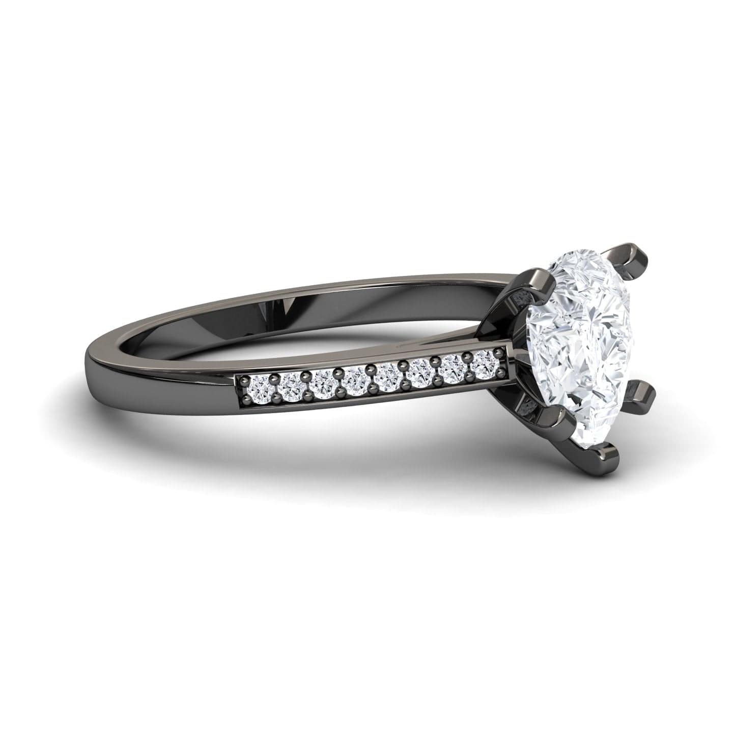 White Diamond Pave Solitaire Engagement Ring - Sutton