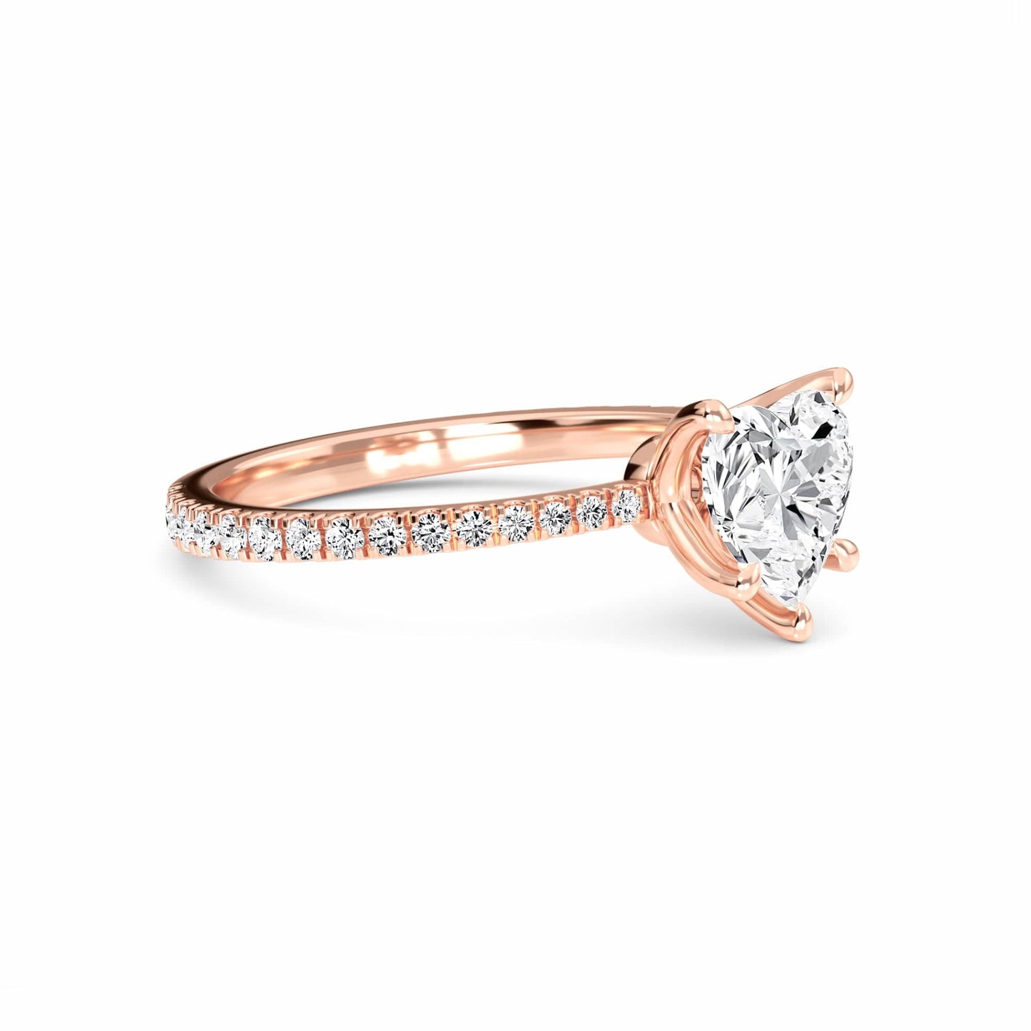 White Diamond Elegant Pave Solitaire Engagement Ring - Anahi