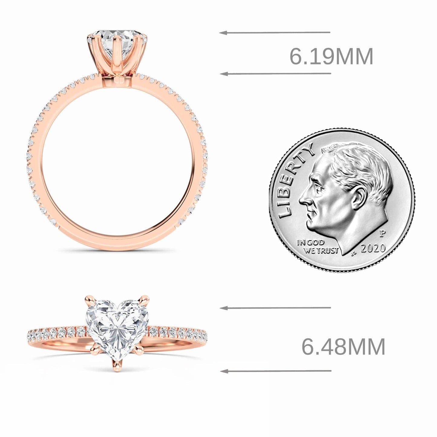 White Diamond Elegant Pave Solitaire Engagement Ring - Anahi