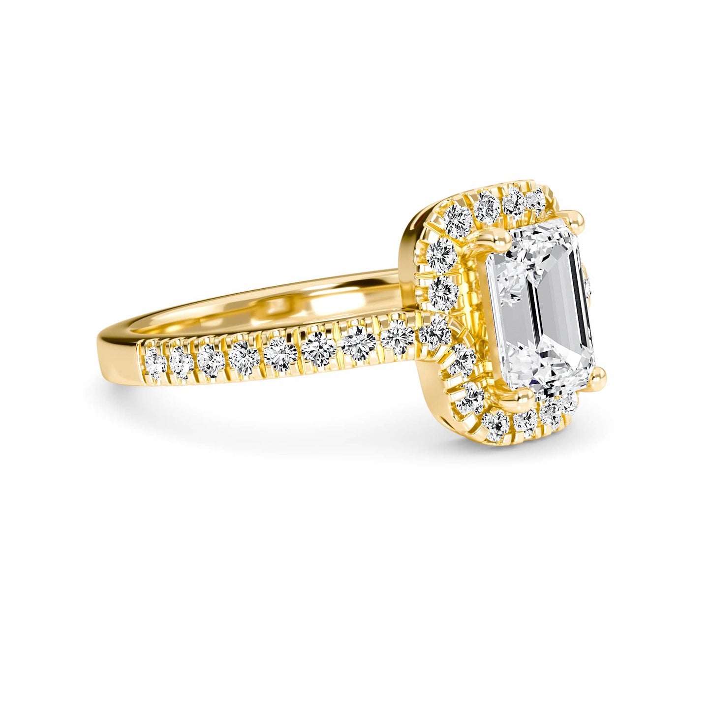 White Diamond Swirl Halo Engagement Ring - Julieta