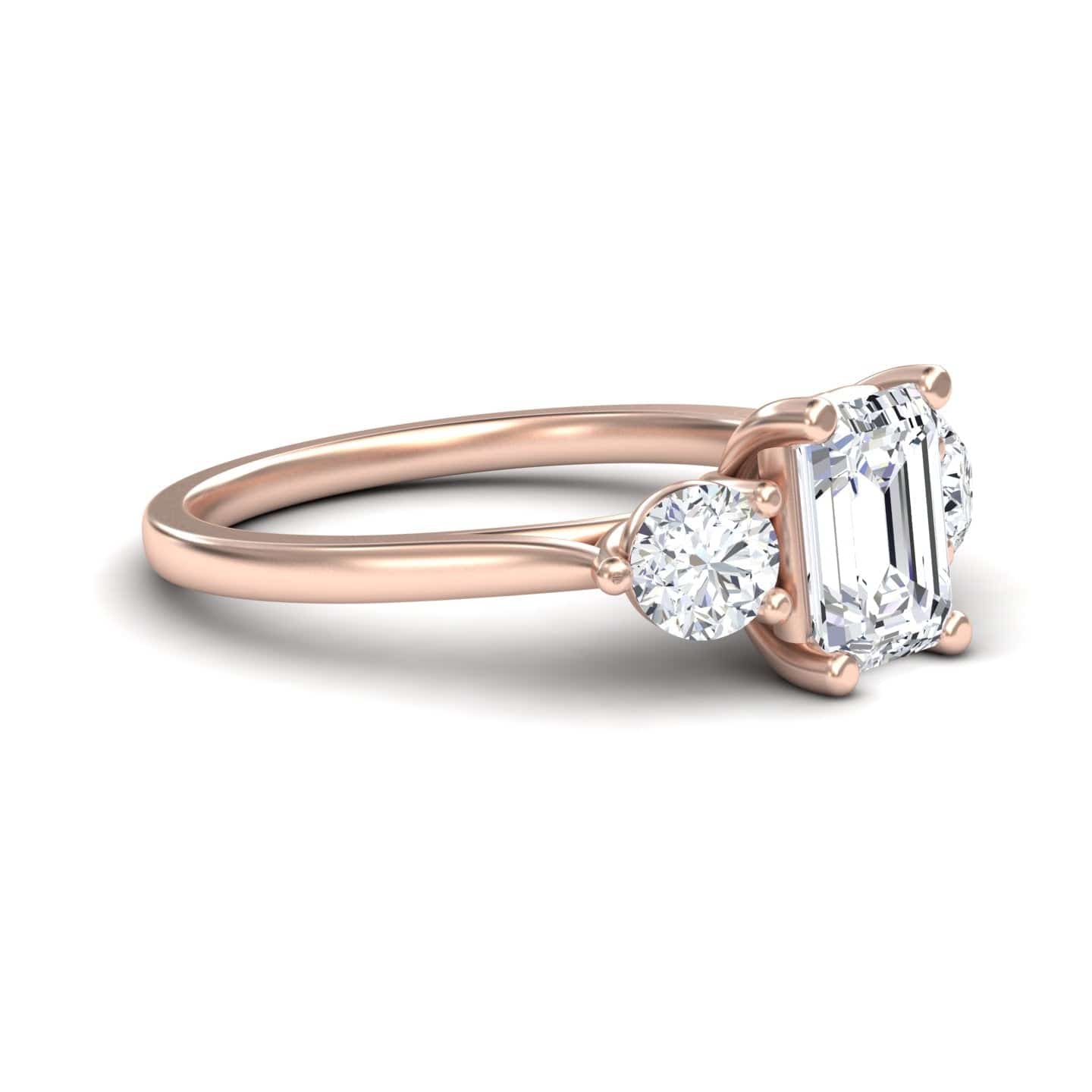 White Diamond Minimalist Three-Stone Engagement Ring - Destiny