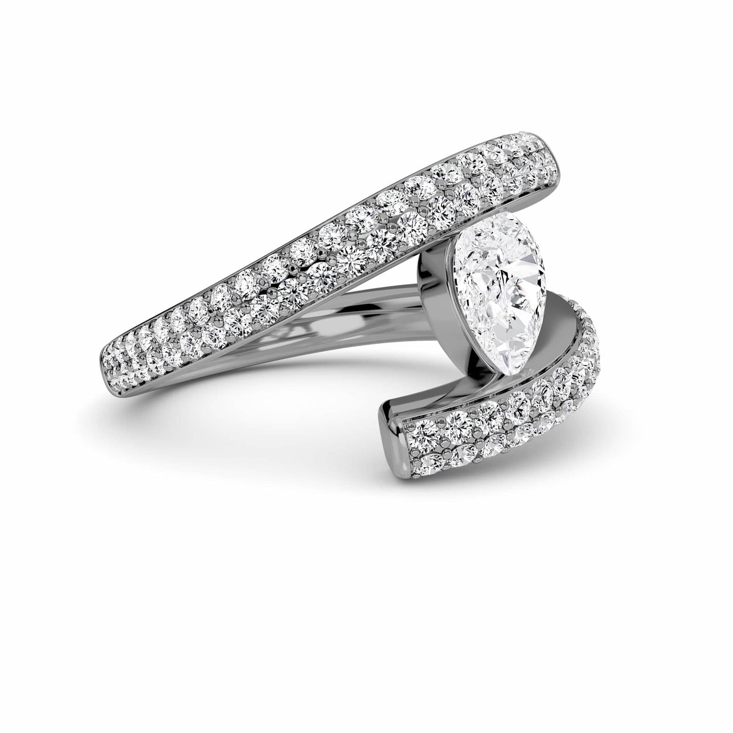 White Diamond Modern Spiral Wrap Solitaire Engagement Ring - Grace