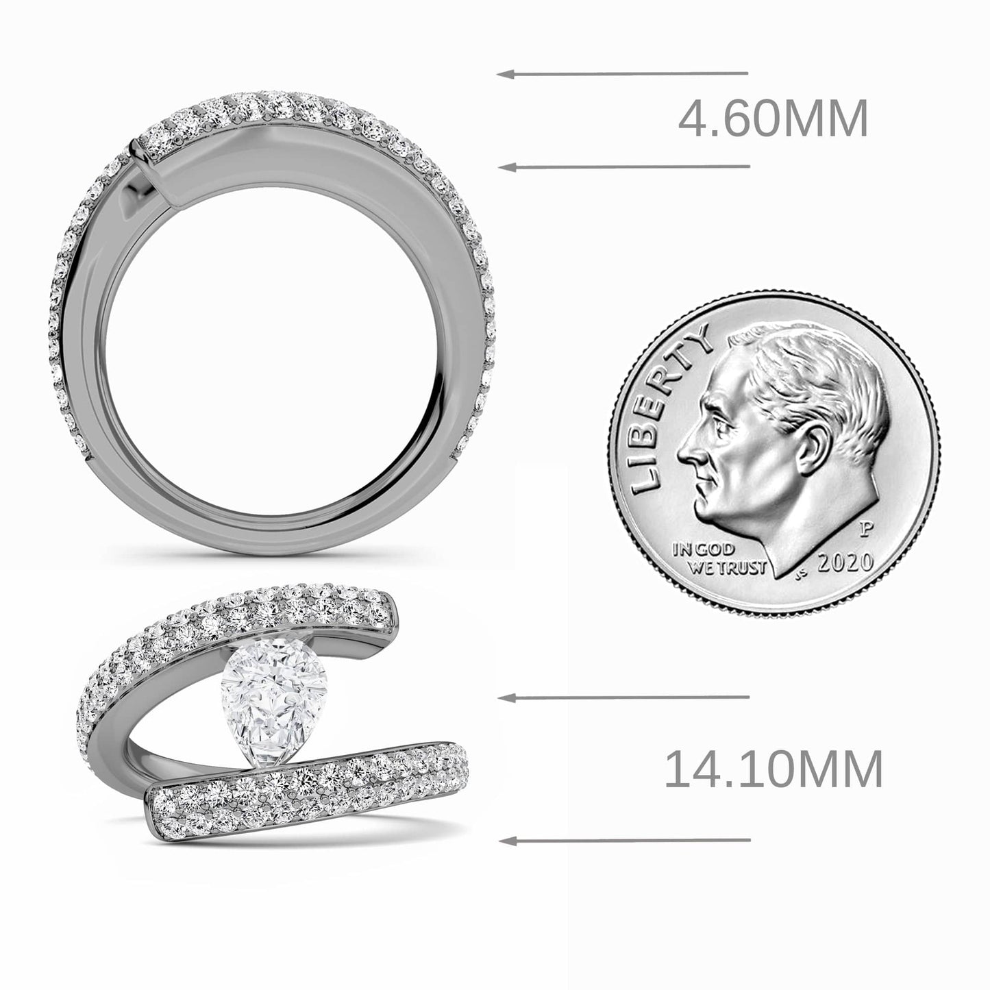 White Diamond Modern Spiral Wrap Solitaire Engagement Ring - Grace