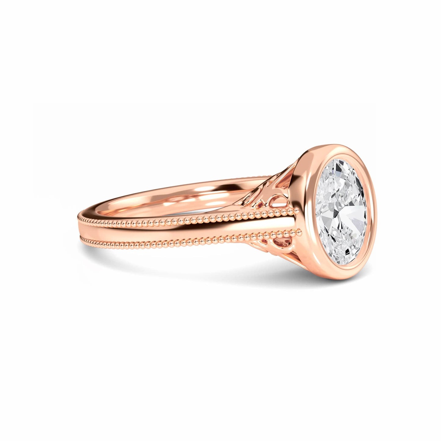 White Diamond Bezel Set Solitaire Engagement Ring - Natalie