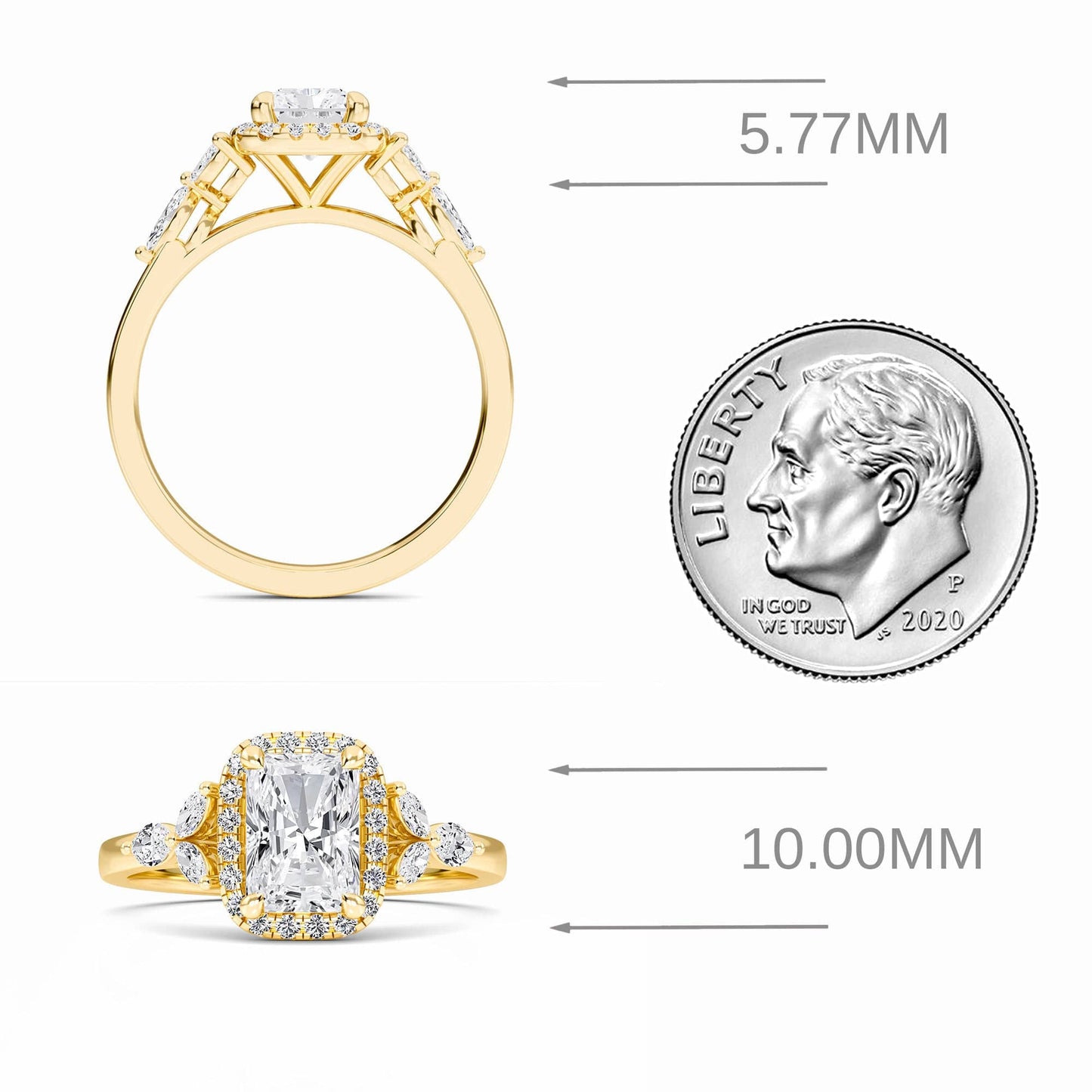 White Diamond Unique Marquise Accent Halo Engagement Ring - Arianna