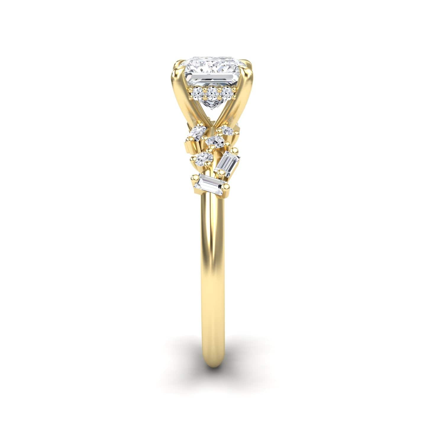 White Diamond Hidden Halo Accent Engagement Ring - Leilani