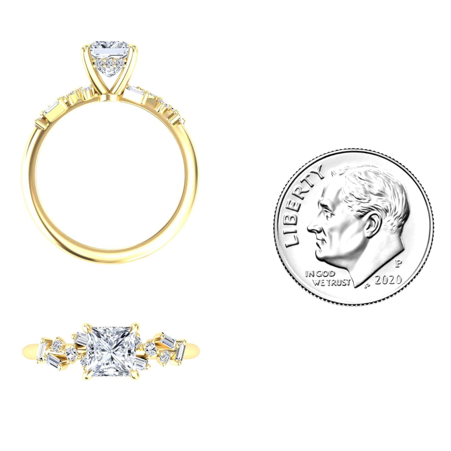 White Diamond Hidden Halo Accent Engagement Ring - Leilani