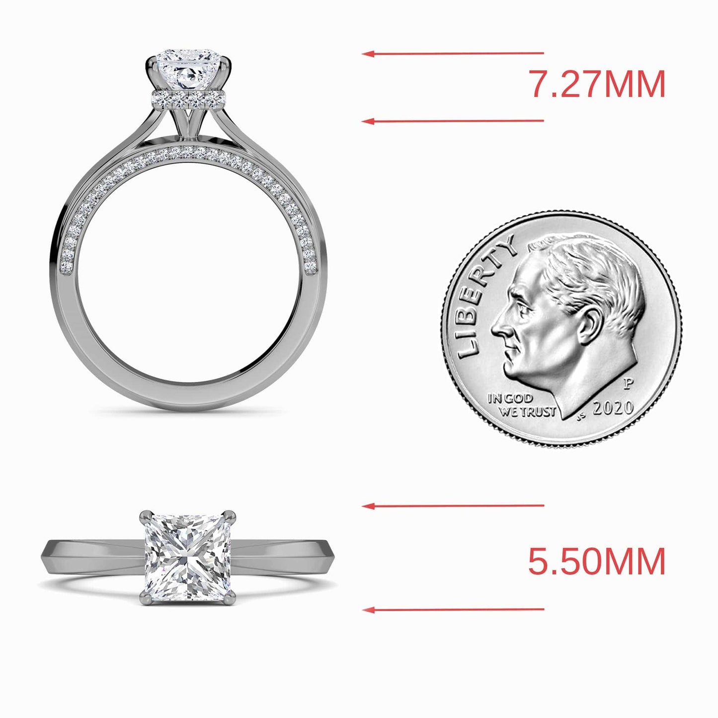White Diamond Hidden Pave Crown Solitaire Engagement Ring - Haven