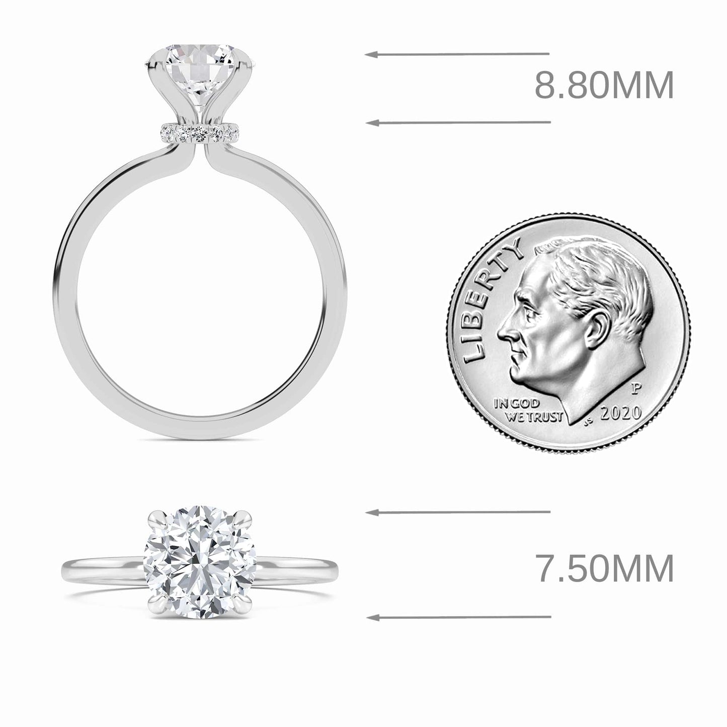 Round Hidden Halo Certified Lab Diamond Engagement Ring - Janelle