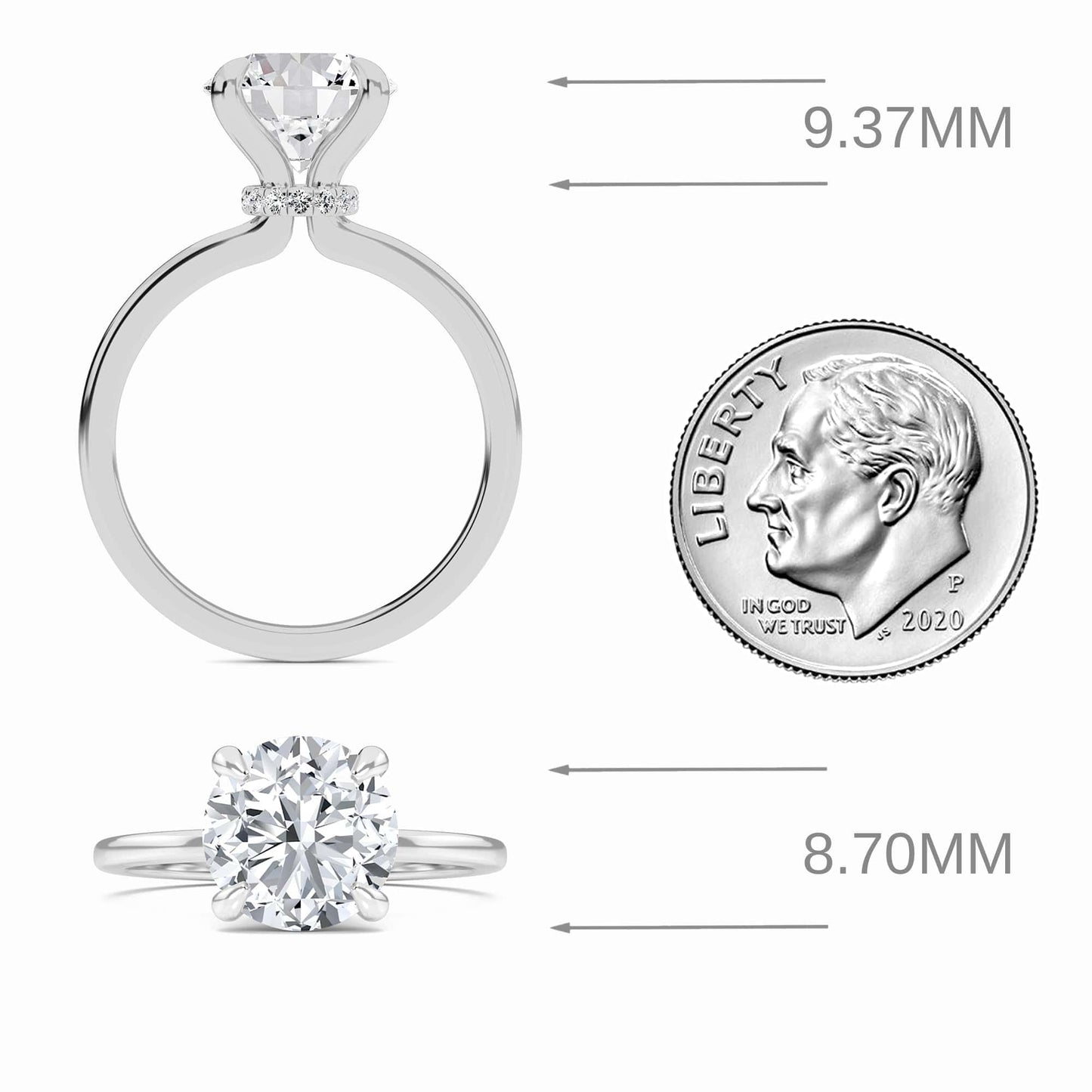 Round Hidden Halo Certified Lab Diamond Engagement Ring - Janelle