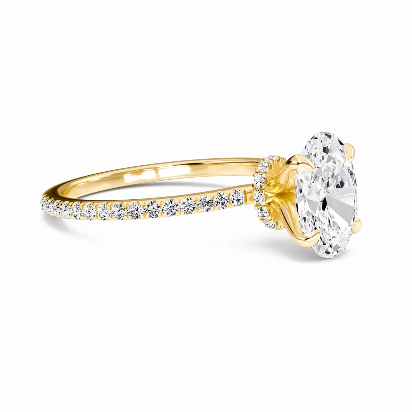 Oval Hidden Halo Certified Lab Diamond Pave Engagement Ring - Lola