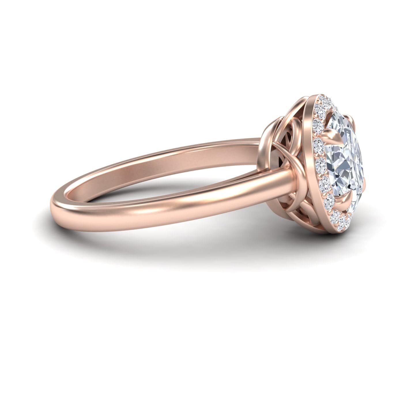 White Diamond Celestia Glow Halo Classic Band Engagement Ring - Xueli
