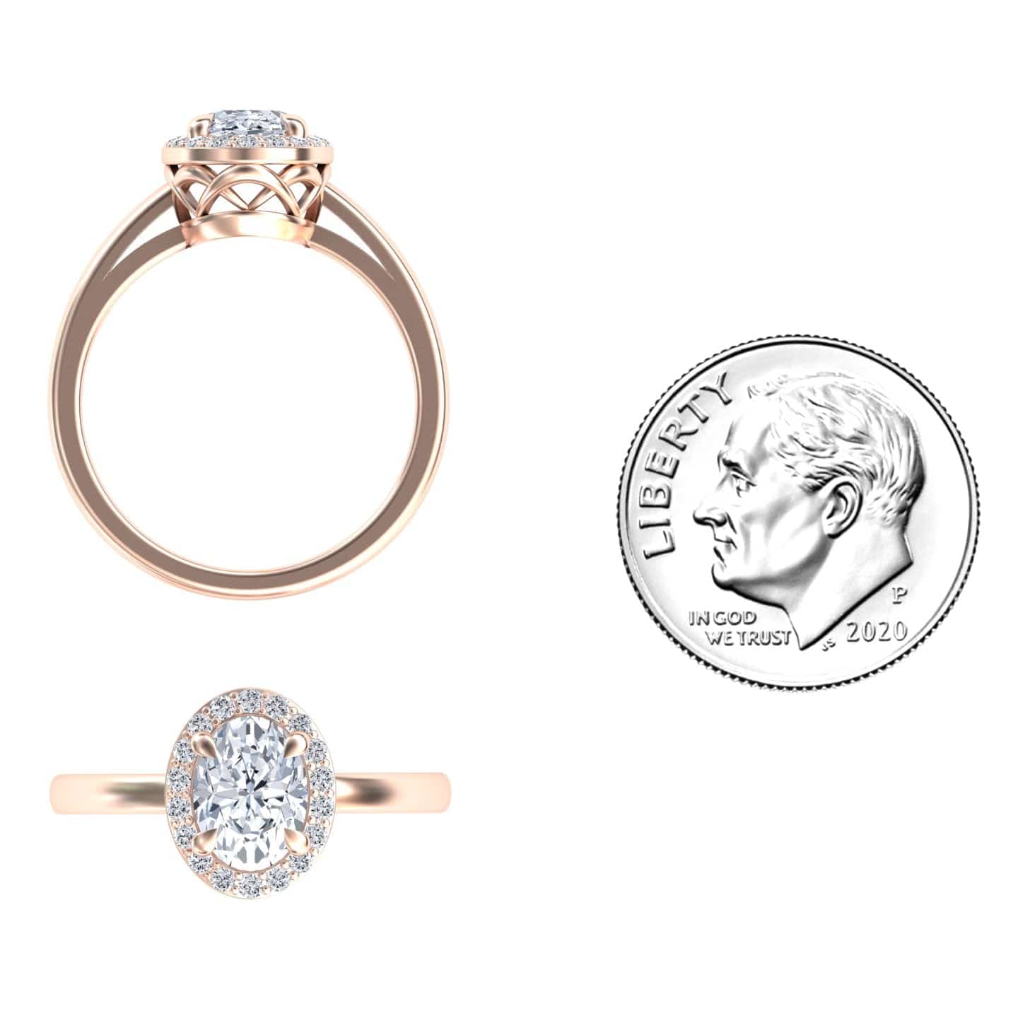 White Diamond Celestia Glow Halo Classic Band Engagement Ring - Xueli