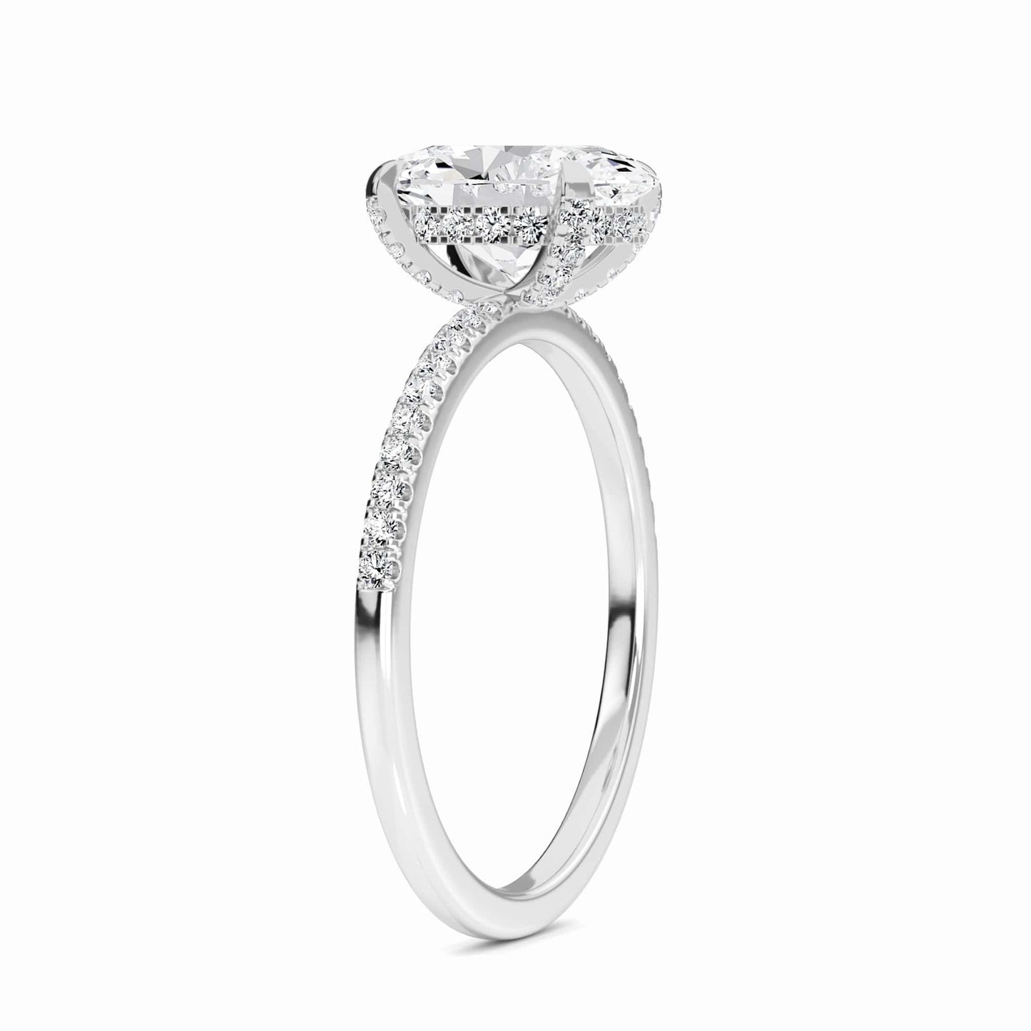 Oval Hidden Halo Certified Natural Diamond Pave Engagement Ring - Tamara