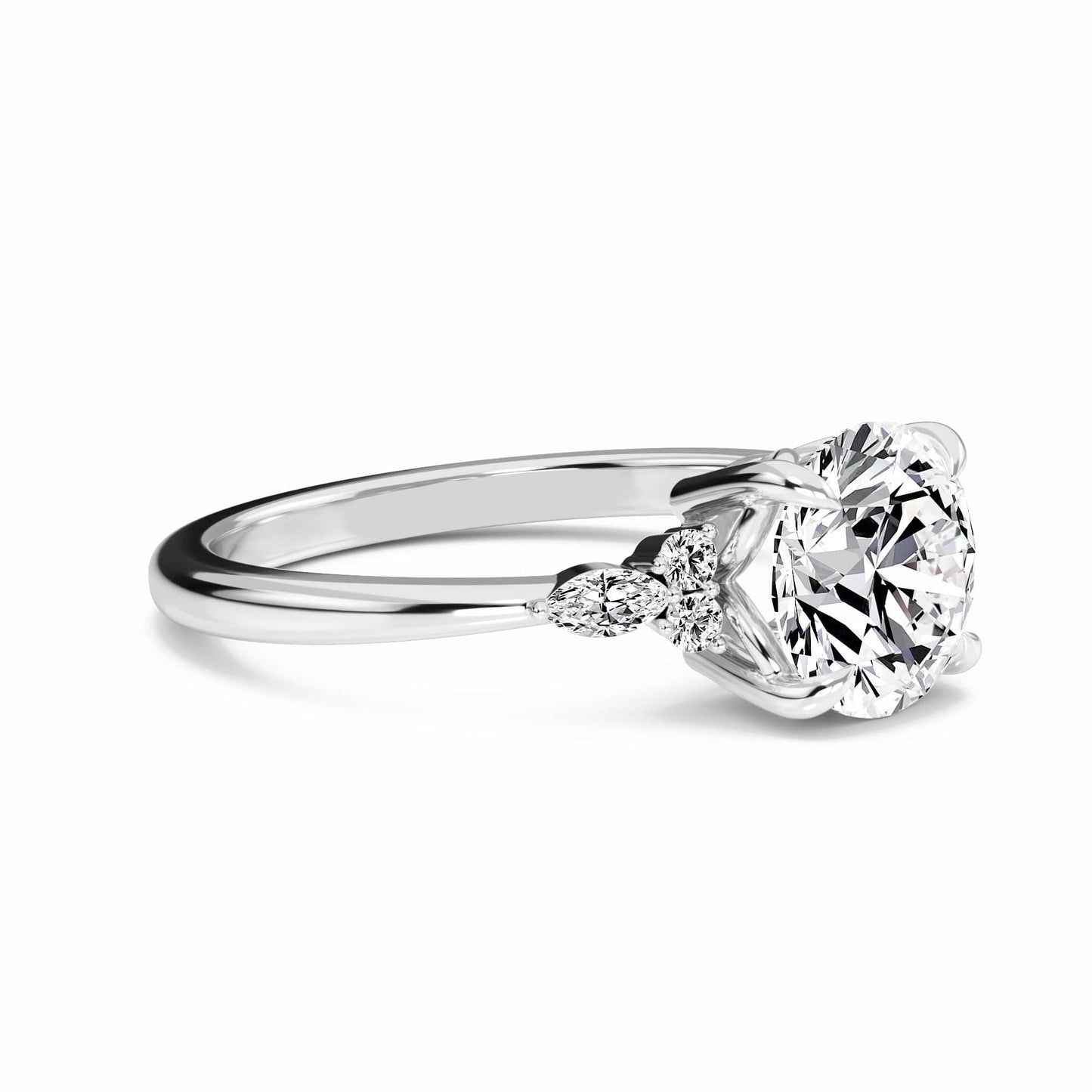 Round Cluster Side Certified Lab Diamond Engagement Ring - Lacey