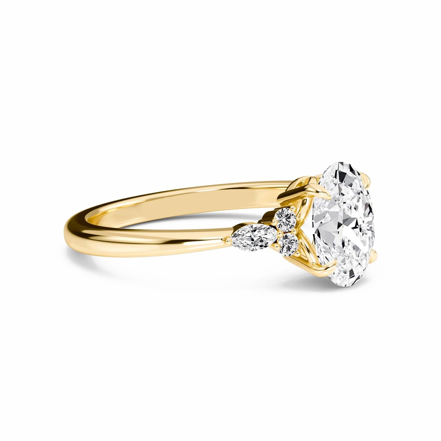 Oval Cluster Side Certified Lab Diamond Engagement Ring - Lacey