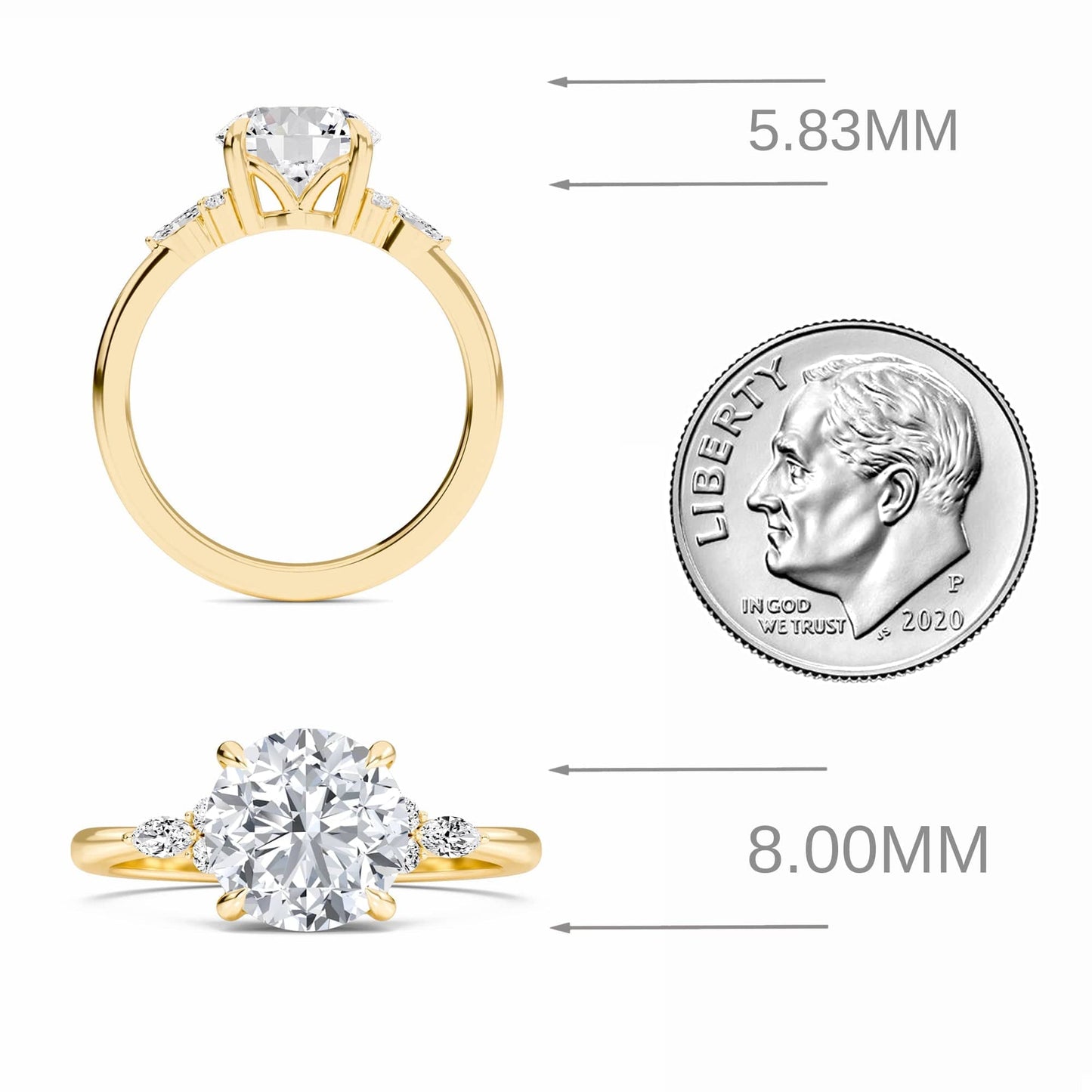 Round Cluster Side Certified Lab Diamond Engagement Ring - Lacey
