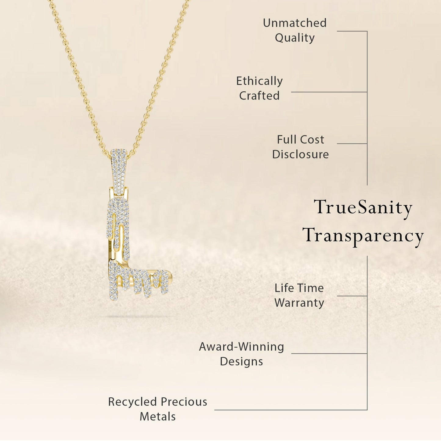 N Initial Dripping Diamond Pendant Necklace - Nihal