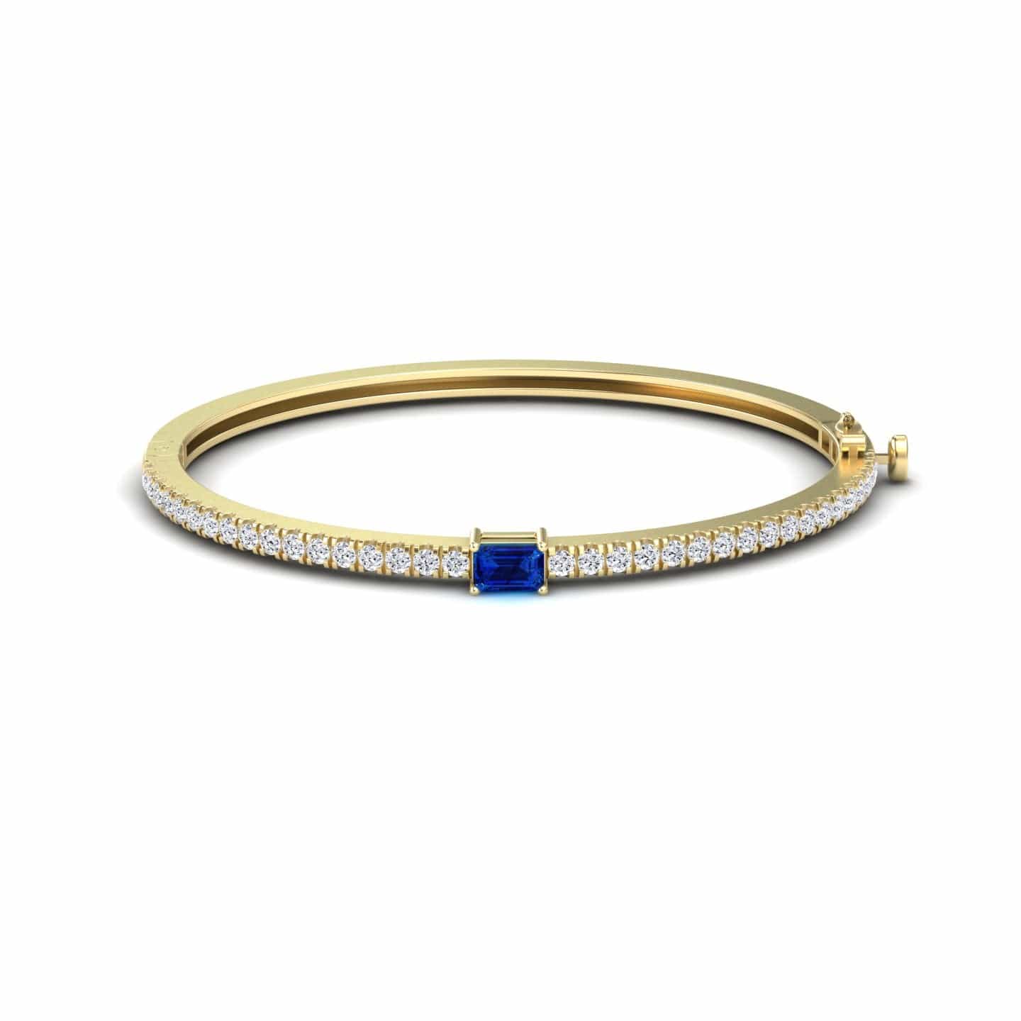 Blue Sapphire & Diamond Fancy Bangle Bracelet - Amandine