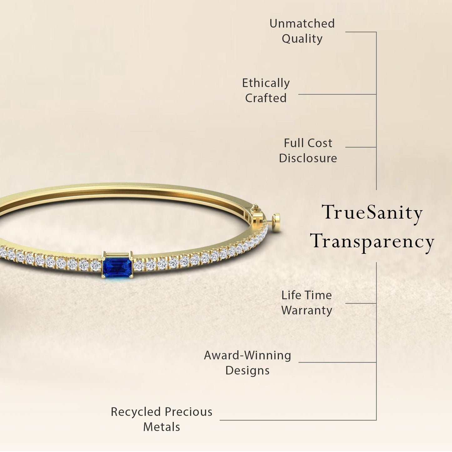 Blue Sapphire & Diamond Fancy Bangle Bracelet - Amandine