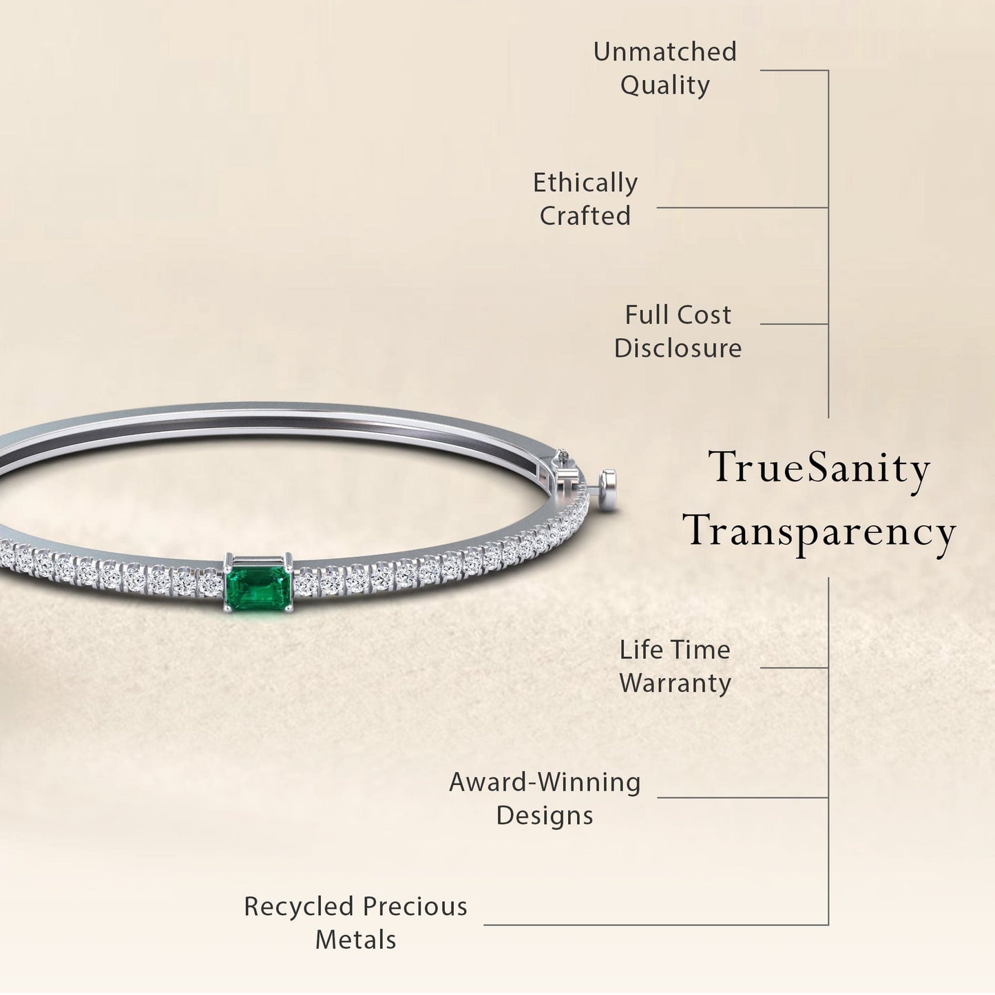 Emerald & Diamond Fancy Bangle Bracelet - Amandine