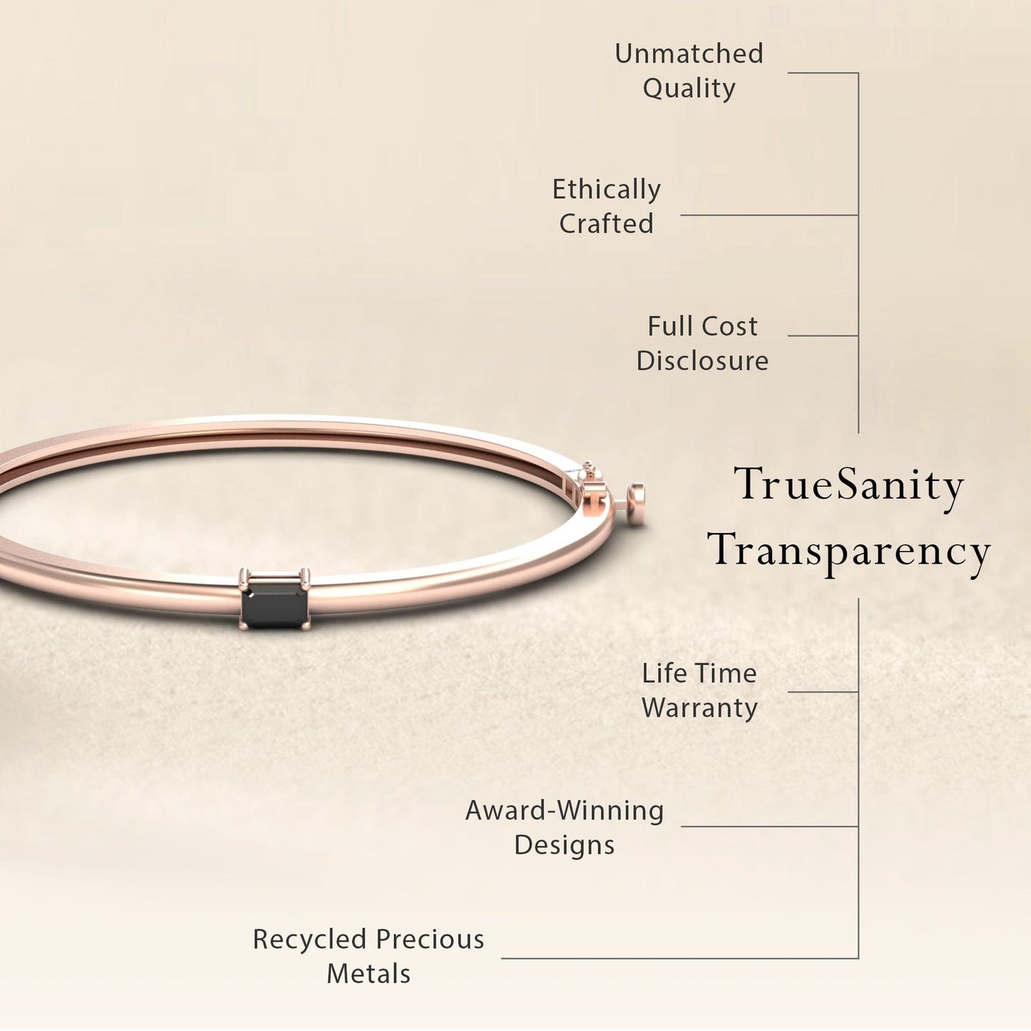 Black Diamond Solitaire Bangle Bracelet - Chelsea