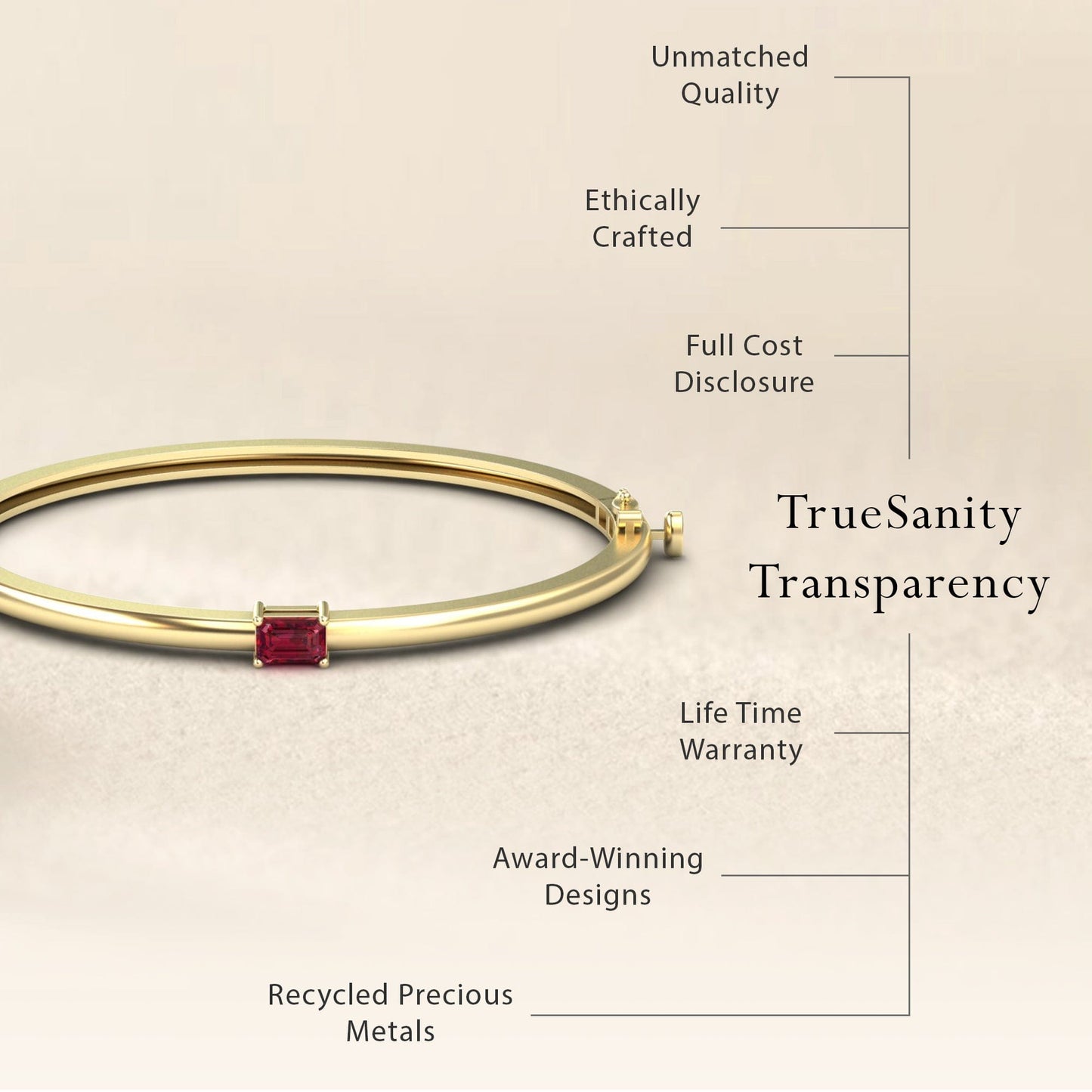 Ruby Solitaire Bangle Bracelet - Chelsea