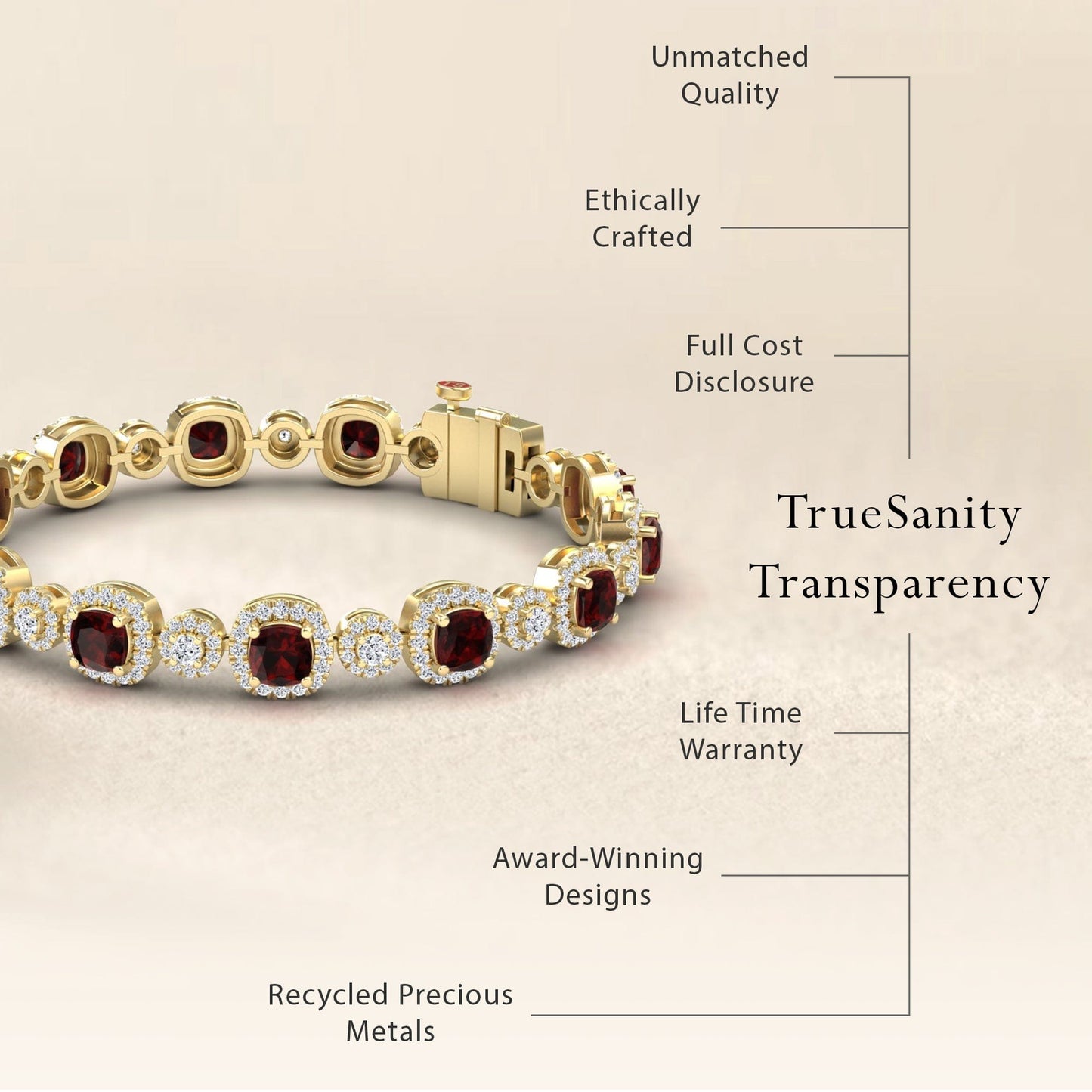 Garnet & White Diamond Tennis Bracelet - Erina