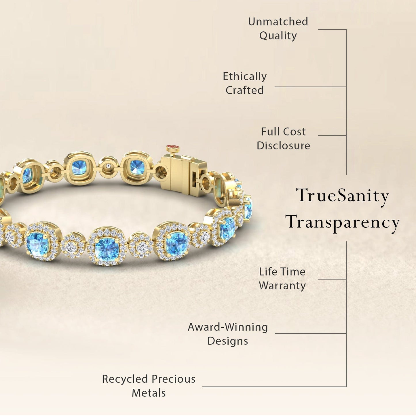 Swiss Blue Topaz & Diamond Tennis Bracelet - Erina