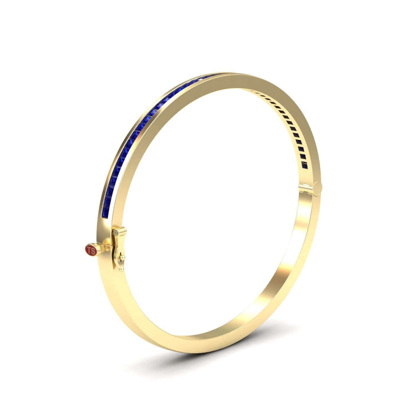 Blue Sapphire Channel-Set Bangle Bracelet - Johanna
