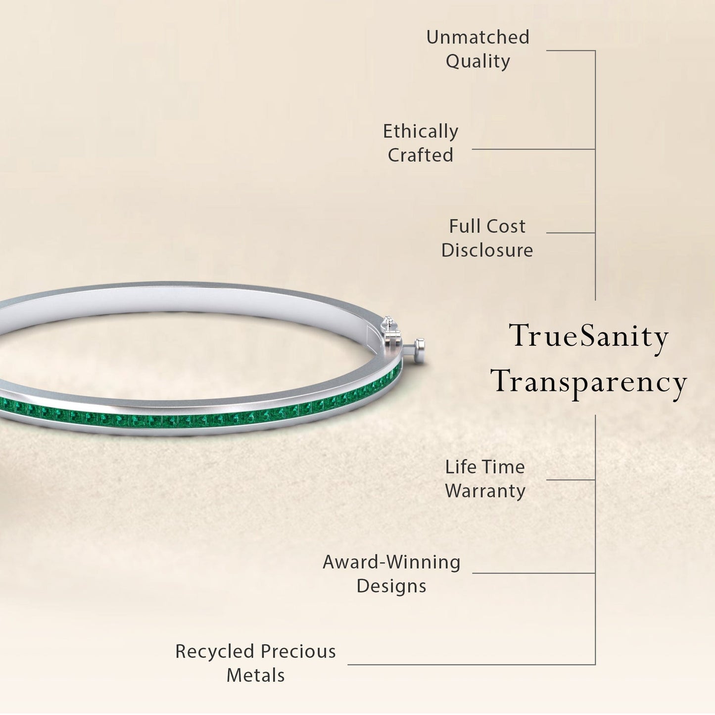 Emerald Channel-Set Bangle Bracelet - Johanna