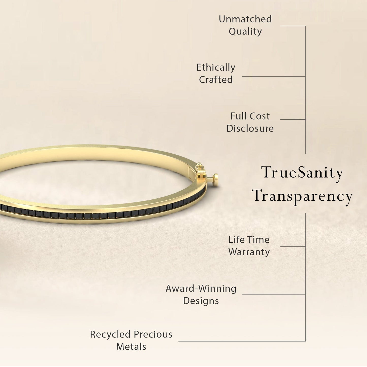 Black Diamond Channel-Set Bangle Bracelet - Johanna