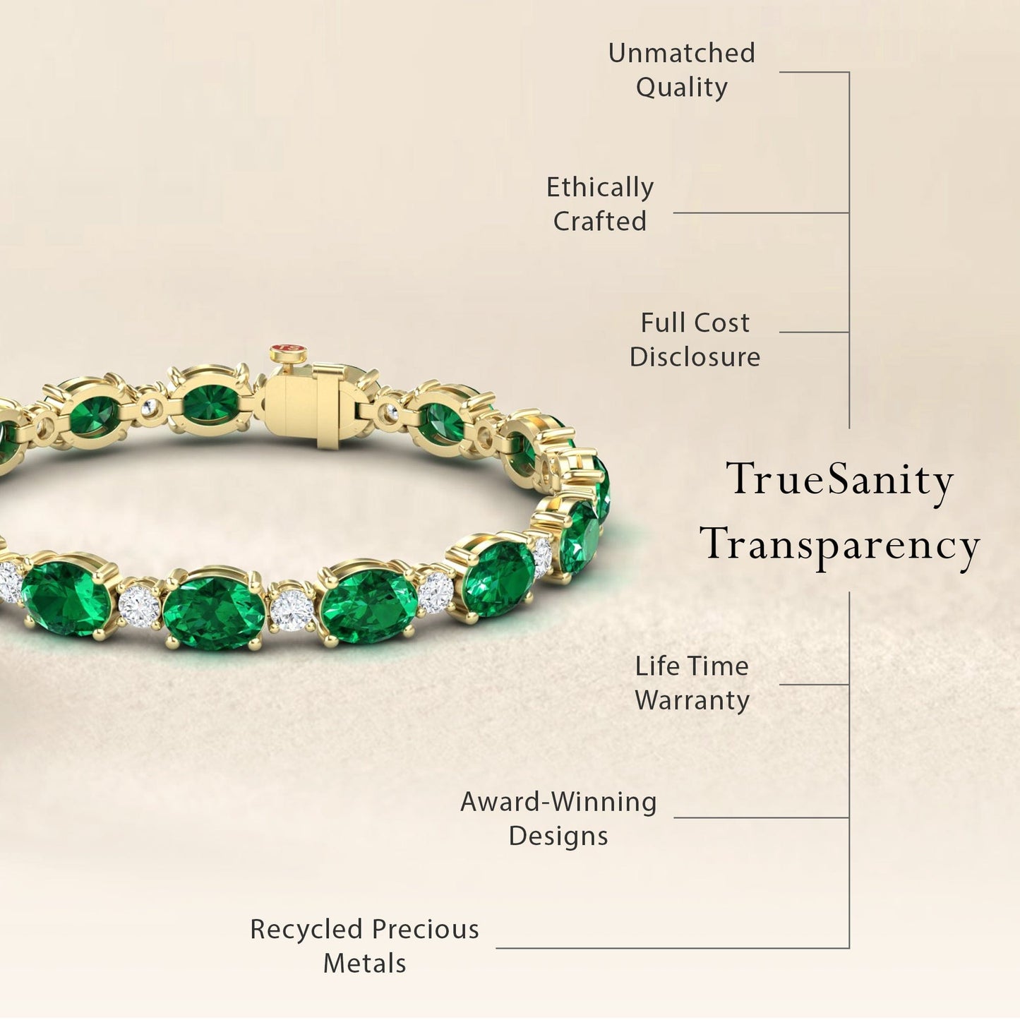 Lab Grown Emerald & Diamond Tennis Bracelet - Sylvie