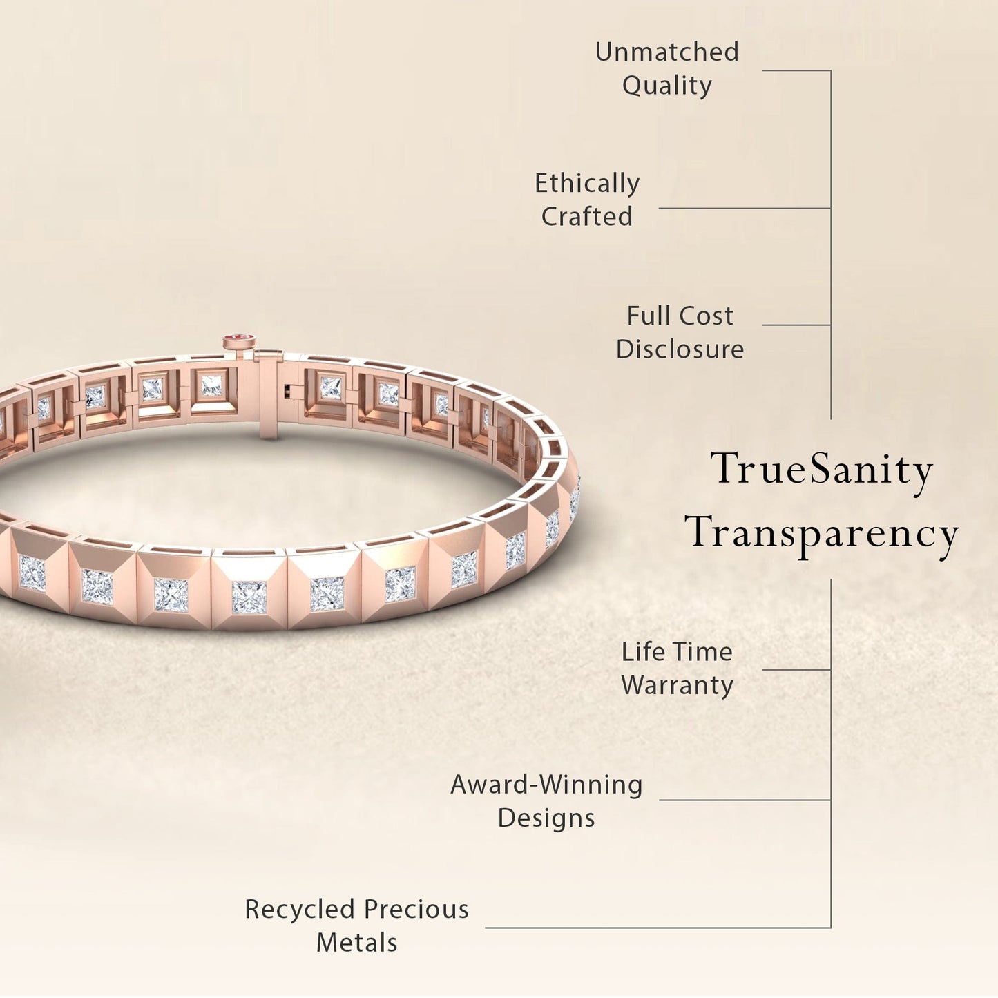 White Diamond Geometric Tennis Bracelet - Valerie