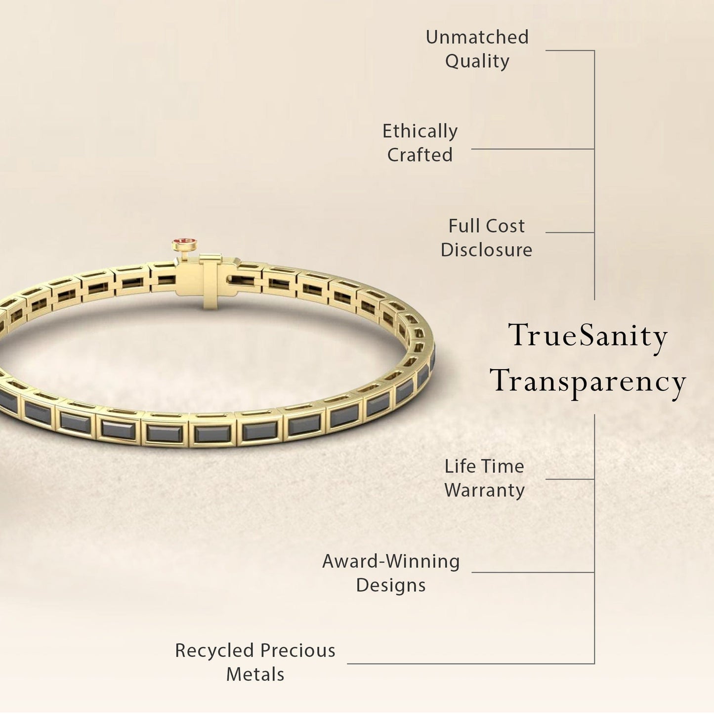 Black Diamond Link Bangle Bracelet - Ahana
