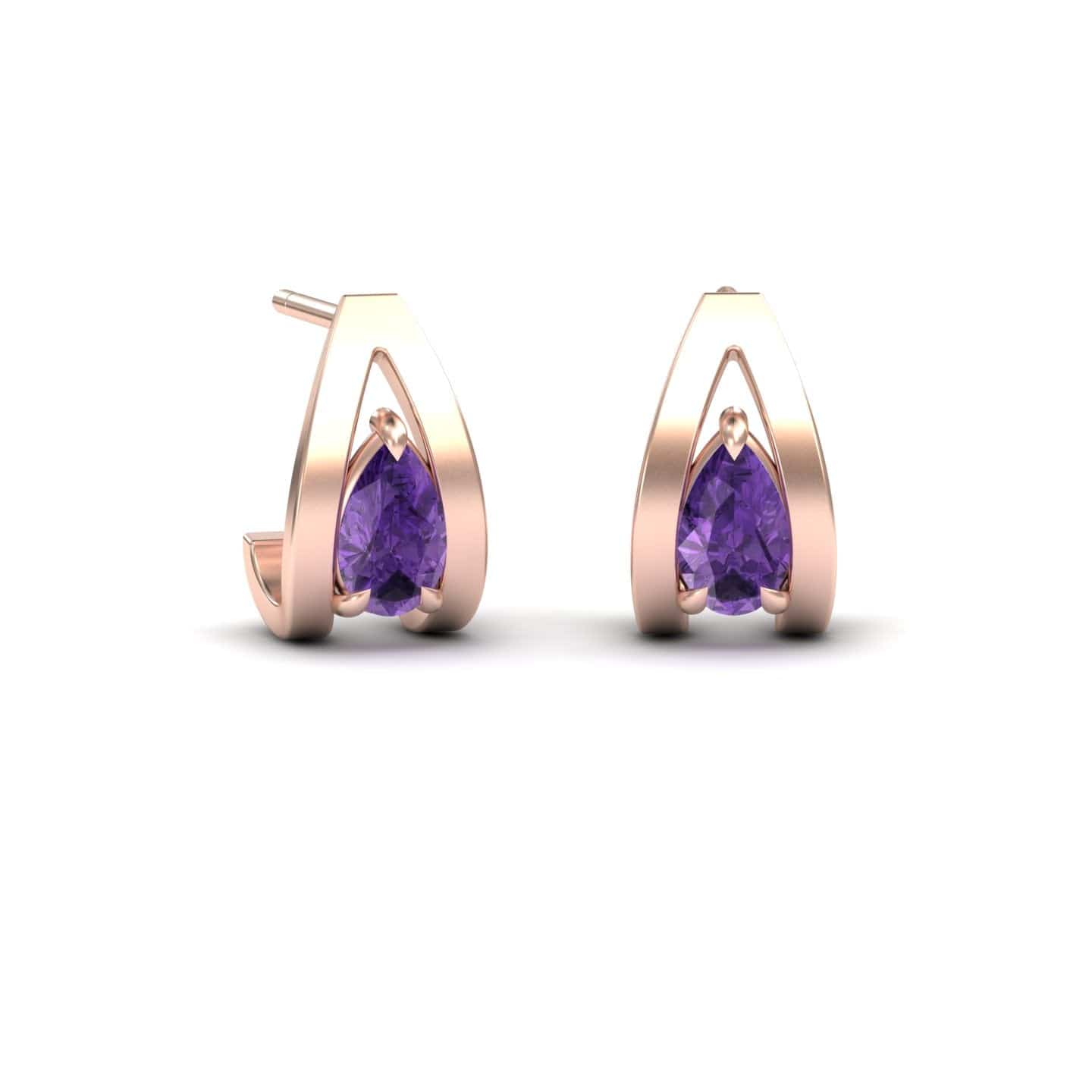 Amethyst Huggie Earrings - Yamini