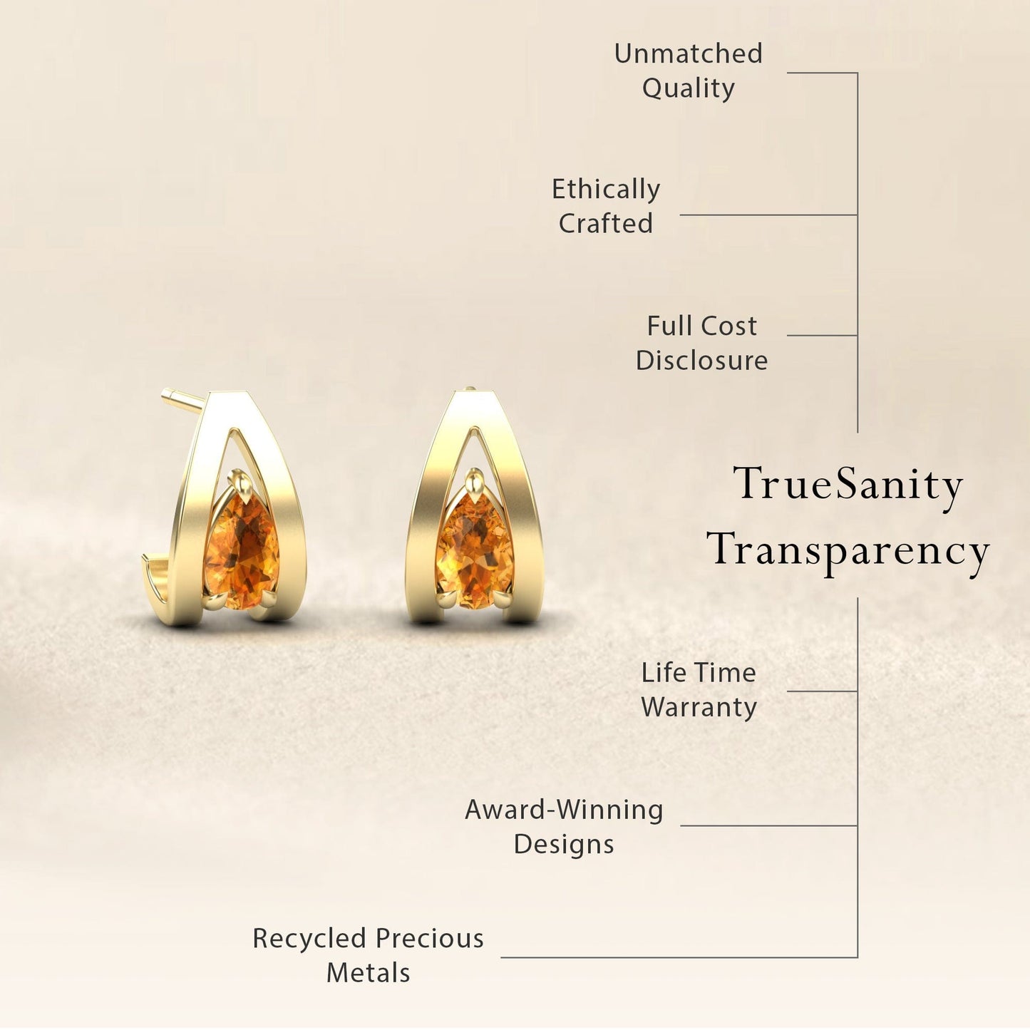 Citrine Huggie Earrings - Yamini